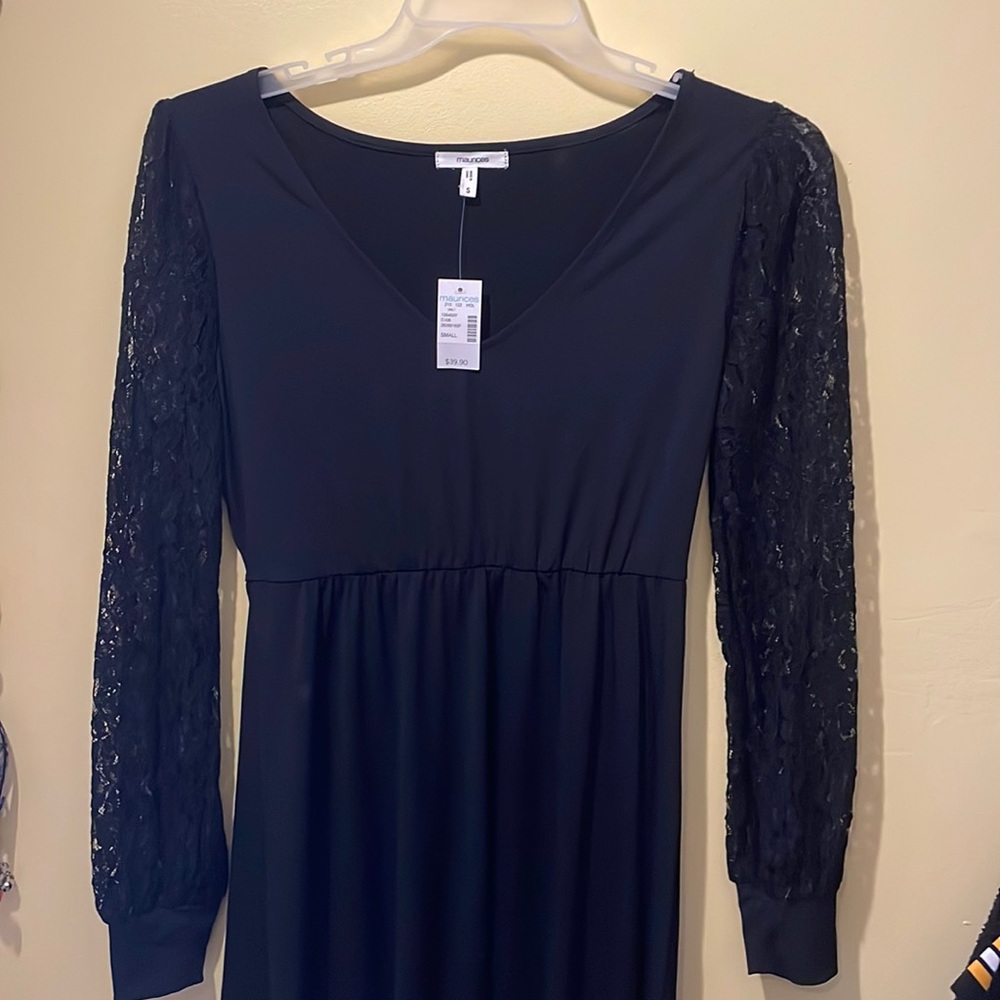Lace Sleeved, Black Dress.